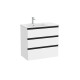 The Gap Unik 3 Tiroirs Lavabo À Gauche 800 Mm Blanc Mat/Poignées Noires - ROCA A851487509