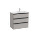 The Gap Unik 3 Tiroirs Lavabo À Droite 800 Mm Gris Moyen Mat/Poignées Noires - ROCA A851489547