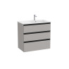 The Gap Unik 3 Tiroirs Lavabo À Droite 800 Mm Gris Moyen Mat/Poignées Noires - ROCA A851489547 