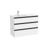 The Gap Unik 3 Tiroirs Lavabo À Gauche 1000 Mm Blanc Mat/Poignées Noires - ROCA A851491509