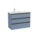 The Gap Unik 3 Tiroirs Lavabo À Gauche 1000 Mm Bleu Mat/ Poignées Noires - ROCA A851491548