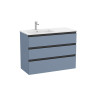 The Gap Unik 3 Tiroirs Lavabo À Gauche 1000 Mm Bleu Mat/ Poignées Noires - ROCA A851491548
