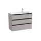 The Gap Unik 3 Tiroirs Lavabo À Droite 1000 Mm Gris Moyen Mat/Poignées Noires - ROCA A851492547