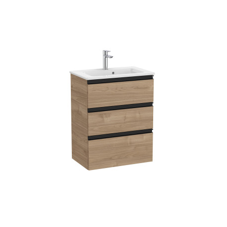 The Gap Unik Compact 3 Tiroirs 600 Mm Noyer/Poignées Noires - ROCA A851498517 