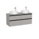 The Gap Meuble 4T Pour 2 Vasques À Poser 1200 Mm Gris Moyen Mat/Poignées Noires - ROCA A851506547