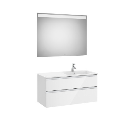 The Gap Pack 2T Lav Dte 1000Mm (Unik+Miroir) Blanc Brillant - ROCA A851515806 