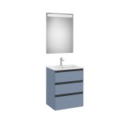 The Gap Pack 3 Tiroirs (Unik+Miroir) 600Mm Bleu Mat/ Poignées Noires - ROCA A851517548 