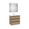 The Gap Pack 3 Tiroirs (Unik+Miroir) 800Mm Noyer/Poignées Noires - ROCA A851519517