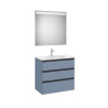 The Gap Pack 3 Tiroirs (Unik+Miroir) 800Mm Bleu Mat/ Poignées Noires - ROCA A851519548