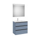 The Gap Pack 3T Lavabo À Gauche (Unik+Miroir) 800Mm Bleu Mat/ Poignées Noires - ROCA A851520548