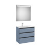 The Gap Pack 3T Lavabo À Gauche (Unik+Miroir) 800Mm Bleu Mat/ Poignées Noires - ROCA A851520548