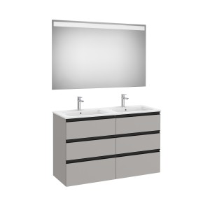 The Gap Pack 6 Tiroirs (Unik+Miroir) 1200Mm Gris Moyen Mat/Poignées Noires - ROCA A851524547 