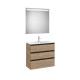The Gap Pack Compact 3 Tiroirs (Unik+Miroir) 800Mm Noyer/Poignées Noires - ROCA A851530517