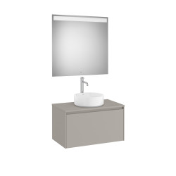 Ona Pack Meuble 1T+Plan Pr Lav Centré+Miroir 800 Gris Mat-Roca A851712510 