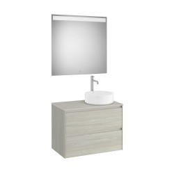 Ona Pack Meuble 2T+Plan Pr Lav Dte+Miroir 800 Chêne Blanchi-Roca A851715512 