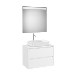 Ona Pack Meuble 2T+Plan Pr Lav Centré+Miroir 800 Blanc Mat-Roca A851716509 