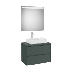 Ona Pack Meuble 2T+Plan Pr Lav Centré+Miroir 800 Vert Mat-Roca A851716513 