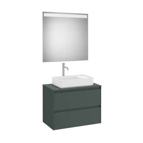 Ona Pack Meuble 2T+Plan Pr Lav Centré+Miroir 800 Vert Mat-Roca A851716513 