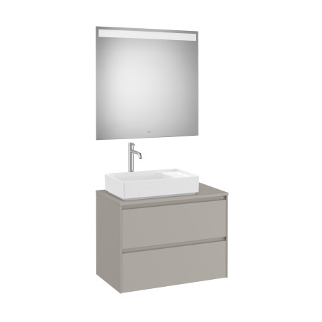 Ona Pack Meuble 2T + Plan Pr Lav Gche + Miroir 800 Gris Mat-Roca A851717510 