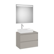 Ona Pack Meuble 2T + Plan  Pr Lav Gche + Miroir 800 Gris Mat-Roca A851717510 