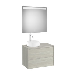 Ona Pack Meuble 2T+Plan Pr Lav Gche+Miroir 800 Chêne Blanchi-Roca A851717512 