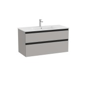 The Gap Unik 2 Tiroirs Lavabo Slim Centré 1000 Mm Gris Moyen Mat/Poignées Noires - ROCA A851852547 
