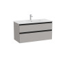 The Gap Unik 2 Tiroirs Lavabo Slim Centré 1000 Mm Gris Moyen Mat/Poignées Noires - ROCA A851852547