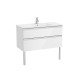 The Gap Unik 2T Lavabo Slim Centré 1000 Blanc Brillant/Poignées Alu Brillantes - ROCA A851852806