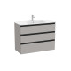 The Gap Unik 3 Tiroirs Lavabo Centré Slim 1000 Mm Gris Moyen Mat/Poignées Noires - ROCA A851853547