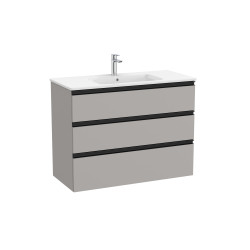 The Gap Unik 3 Tiroirs Lavabo Centré Slim 1000 Mm Gris Moyen Mat/Poignées Noires - ROCA A851853547 