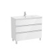 The Gap Unik 3T Lavabo Centré Slim 1000 Blanc Brillant/Poignées Alu Brillantes - ROCA A851853806