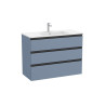 The Gap Unik 3 Tiroirs Lavabo Centré Slim 1000 Mm Bleu Mat/ Poignées Noires - ROCA A851853548 