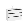 The Gap Unik 3 Tiroirs Lavabo Centré Slim 1000 Mm Blanc Mat/Poignées Noires - ROCA A851853509 