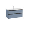 The Gap Unik 2 Tiroirs Lavabo Slim Centré 1000 Mm Bleu Mat/ Poignées Noires - ROCA A851852548