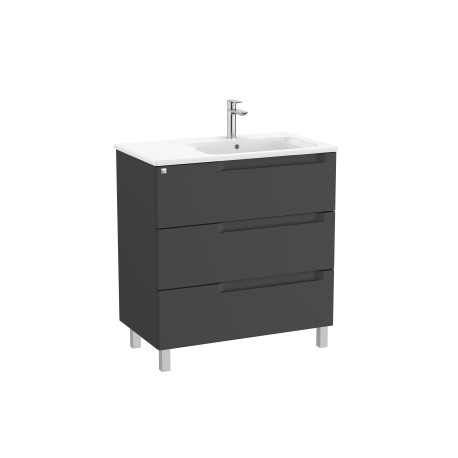 Aleyda Unik 3 Tiroirs Lavabo À Droite 800 Mm Noir Mat - ROCA A851823523 