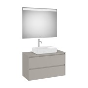 Ona Pack Meuble 2T + Plan  + Miroir Eidos 1000Mm  Gris Mat-Roca A851718510 