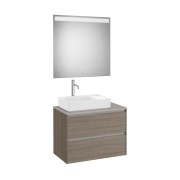 Ona Pack Meuble 2T + Plan  Pr Lav Gche+Miroir 800 Orme Foncé-Roca A851717511 