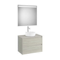 Ona Pack Meuble 2T+Plan Pr Lav Centré+Miroir 800 Chêne Bl-Roca A851716512 