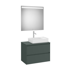 Ona Pack Meuble 2T+Plan Pr Lav Dte+Miroir 800 Vert Mat-Roca A851715513 