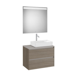 Ona Pack Meuble 2T+Plan Pr Lav Dte+Miroir 800 Orme Foncé-Roca A851715511 