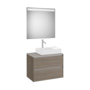 Ona Pack Meuble 2T+Plan  Pr Lav Dte+Miroir 800 Orme Foncé-Roca A851715511 