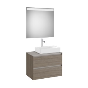 Ona Pack Meuble 2T+Plan  Pr Lav Dte+Miroir 800 Orme Foncé-Roca A851715511 
