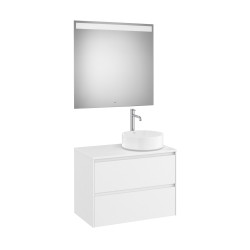 Ona Pack Meuble 2T+Plan Pr Lav Dte+Miroir 800 Blanc Mat-Roca A851715509 