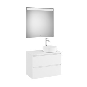 Ona Pack Meuble 2T+Plan  Pr Lav Dte+Miroir 800 Blanc Mat-Roca A851715509 