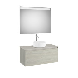 Ona Pack Meuble 1T+Plan Pr Lav Centré+Miroir 1000 Chêne Bl-Roca A851714512 