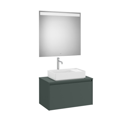 Ona Pack Meuble 1T+Plan Pr Lav Centré+Miroir 800 Vert Mat-Roca A851712513 