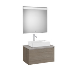 Ona Pack Meuble 1T+Plan Pr Lav Centré+Miroir 800 Orme Foncé-Roca A851712511 