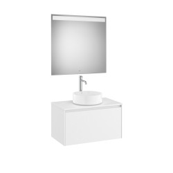 Ona Pack Meuble 1T+Plan Pr Lav Centré+Miroir 800 Blanc Mat-Roca A851712509 