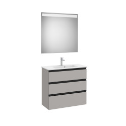 The Gap Pack Compact 3T (Unik+Miroir) 800Mm Gris Moyen Mat/Poignées Noires - ROCA A851530547 