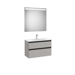 The Gap Pack Compact 2T (Unik+Miroir) 800Mm Gris Moyen Mat/Poignées Noires - ROCA A851528547 